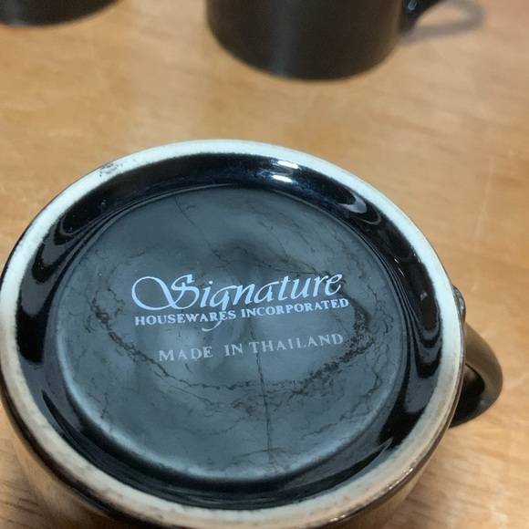 Set of 4 Black & White Ceramic Espresso Coffee Mugs Made in Thailand - Picture 4 of 9